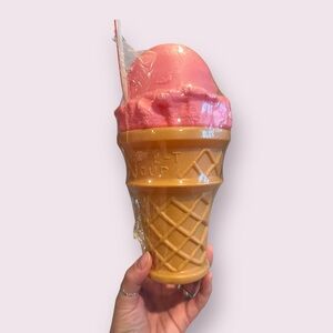NWT Vintage Ice Cream Cone Shaped Strawberry Safe-T Drinking Cup W/Straw 10"